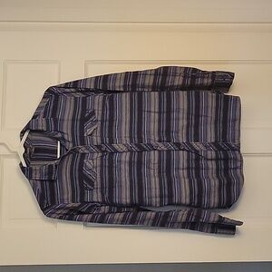 Eddie Bauer striped flannel in blue and gray